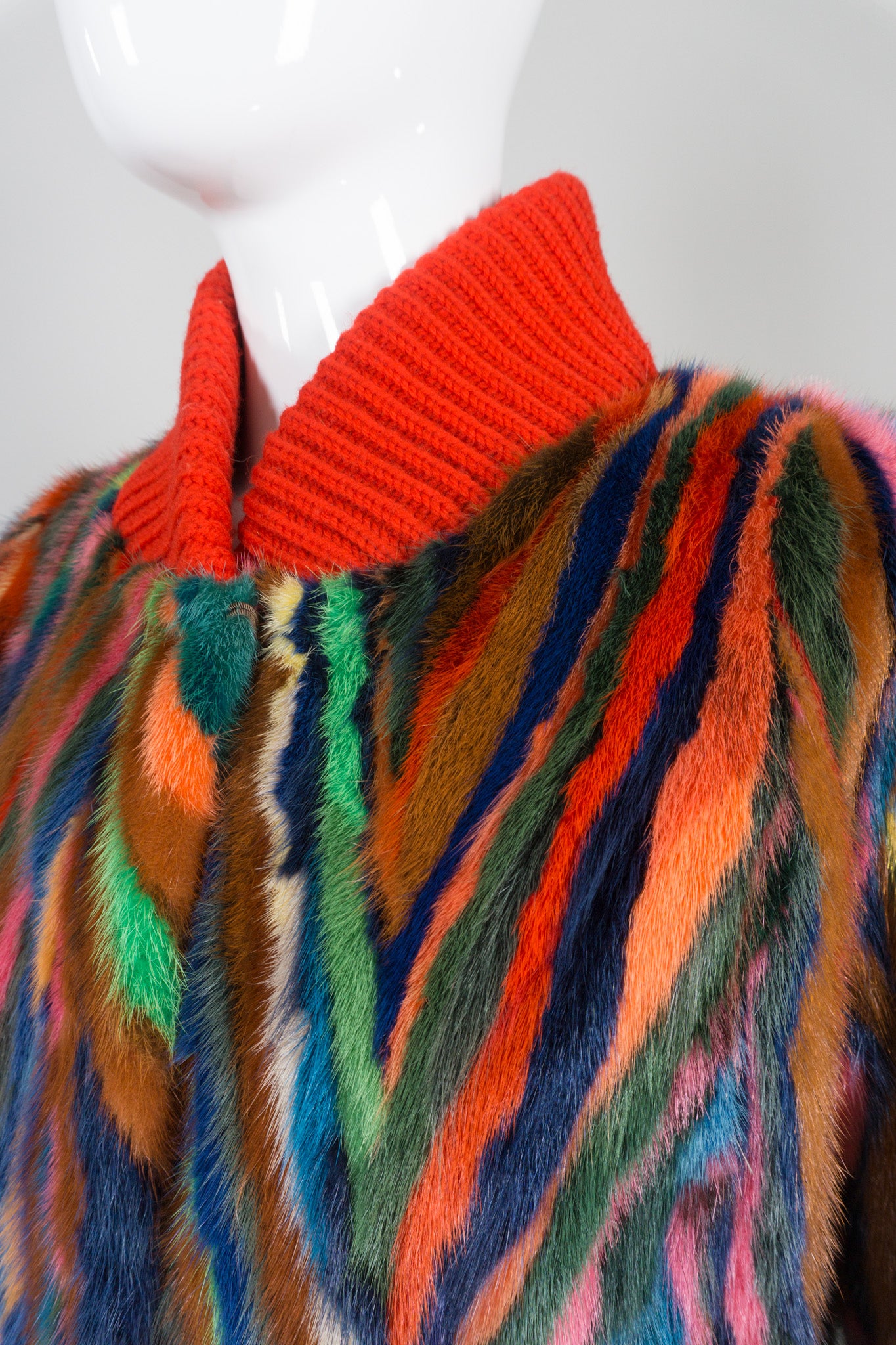 Vintage Revillon Rainbow Fur Bomber Varsity Jacket