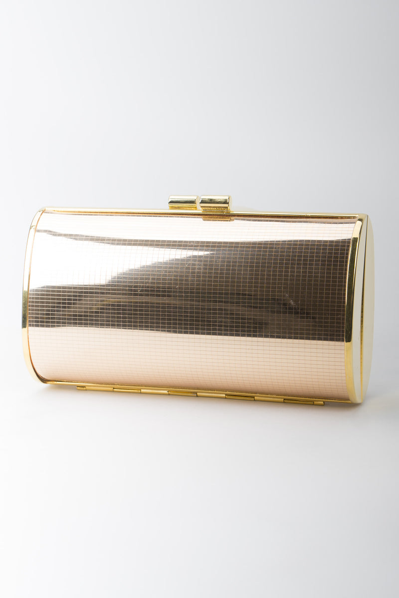 Walborg Rose Gold Mirror Metal Disco Clutch Minaudiere