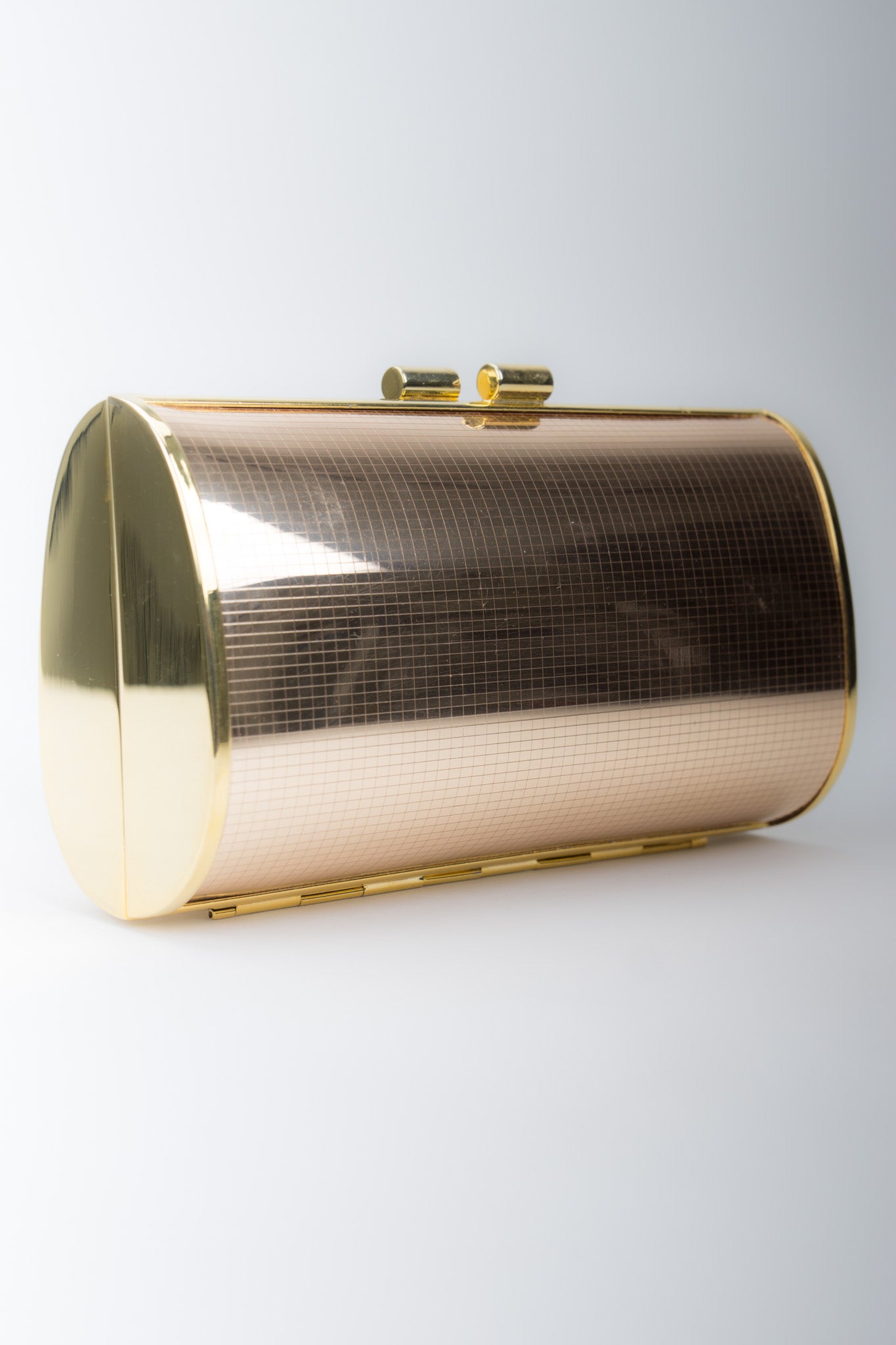 Walborg Rose Gold Mirror Metal Disco Clutch Minaudiere