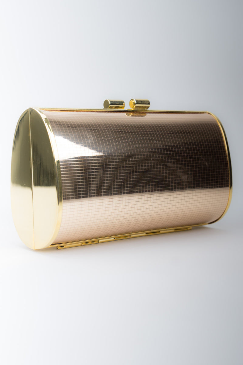 Walborg Rose Gold Mirror Metal Disco Clutch Minaudiere