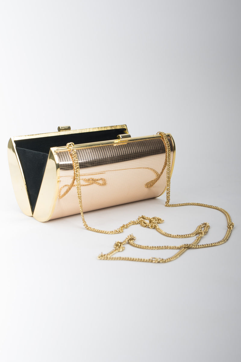 Walborg Rose Gold Mirror Metal Disco Clutch Minaudiere