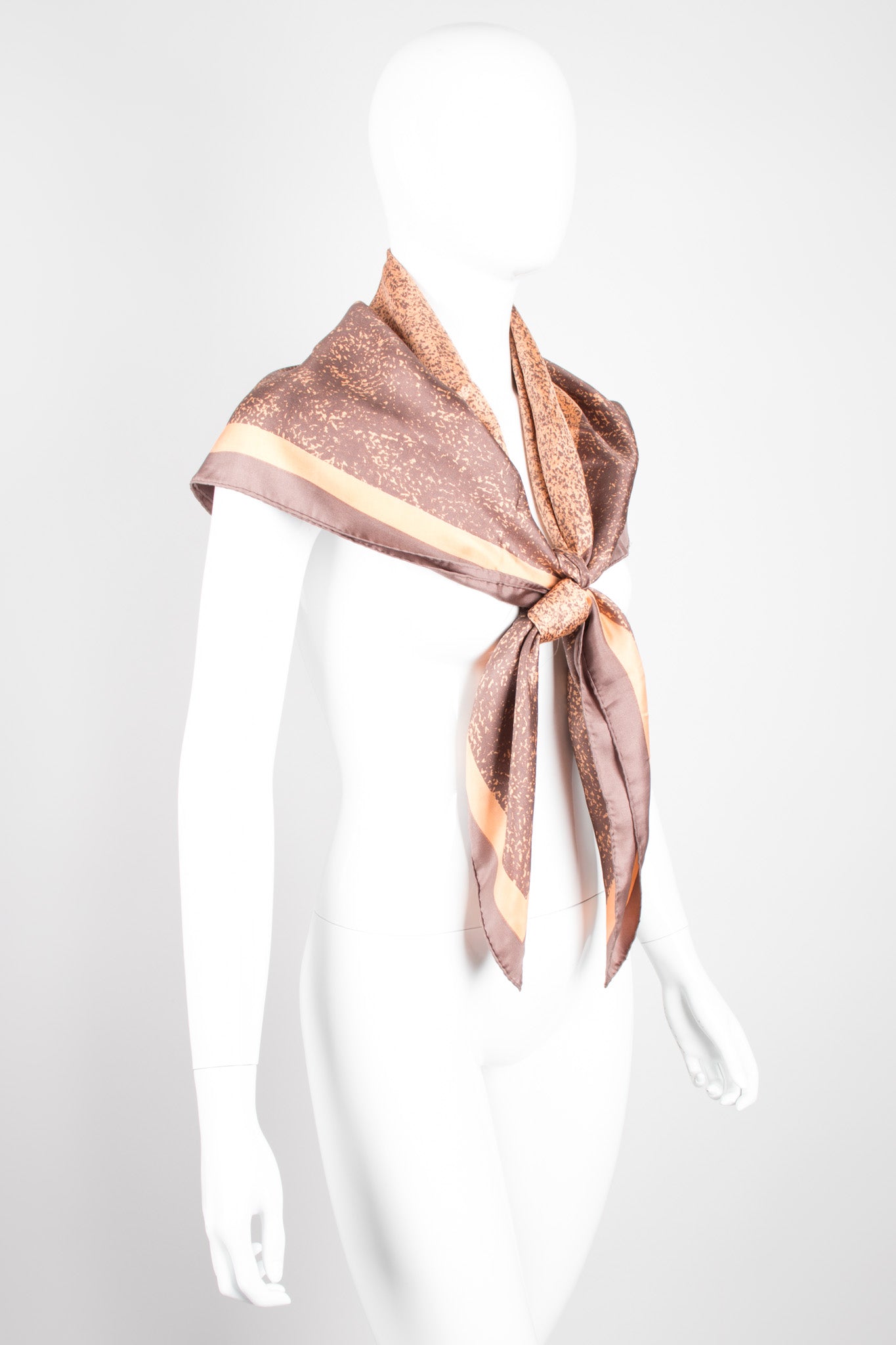 Bill Blass Peachy Sponge Paint Print Silk Scarf