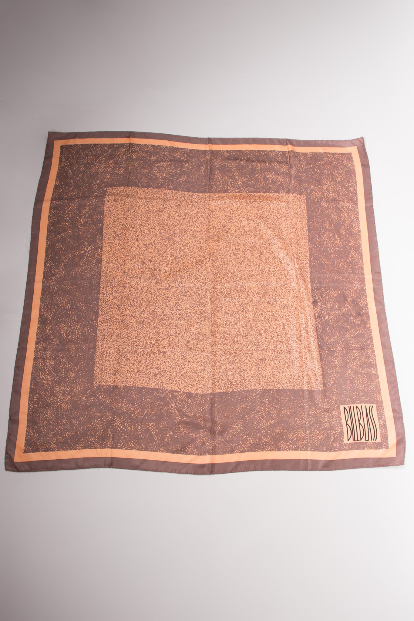 Bill Blass Peachy Sponge Paint Print Silk Scarf