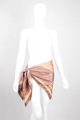 Bill Blass Peachy Sponge Paint Print Silk Scarf