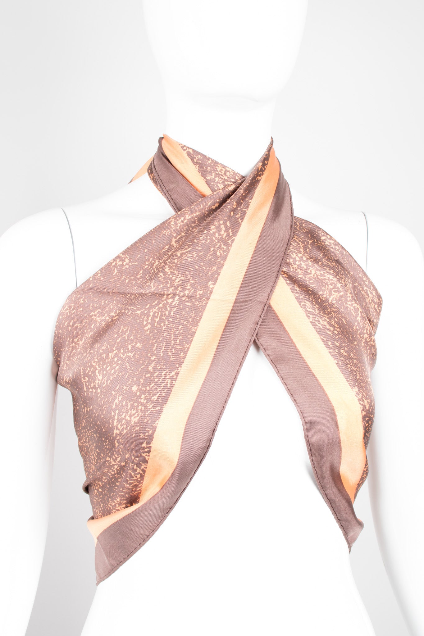 Bill Blass Peachy Sponge Paint Print Silk Scarf