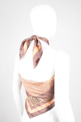 Bill Blass Peachy Sponge Paint Print Silk Scarf