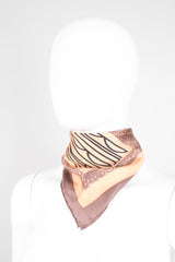 Bill Blass Peachy Sponge Paint Print Silk Scarf