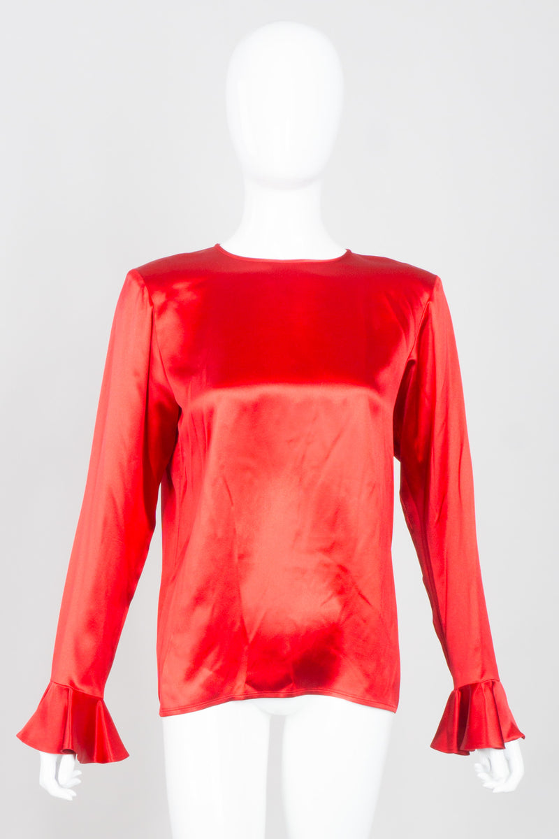 Yves Saint Laurent Rive Gauche Silk Ruffle Cuff Blouse