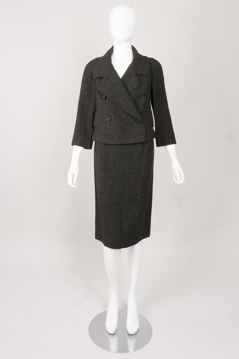 Christian Dior Vintage Boxy Tweed Jacket & Skirt Suit Set