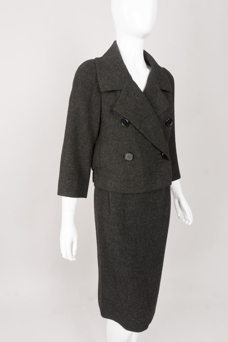 Christian Dior Vintage Boxy Tweed Jacket & Skirt Suit Set