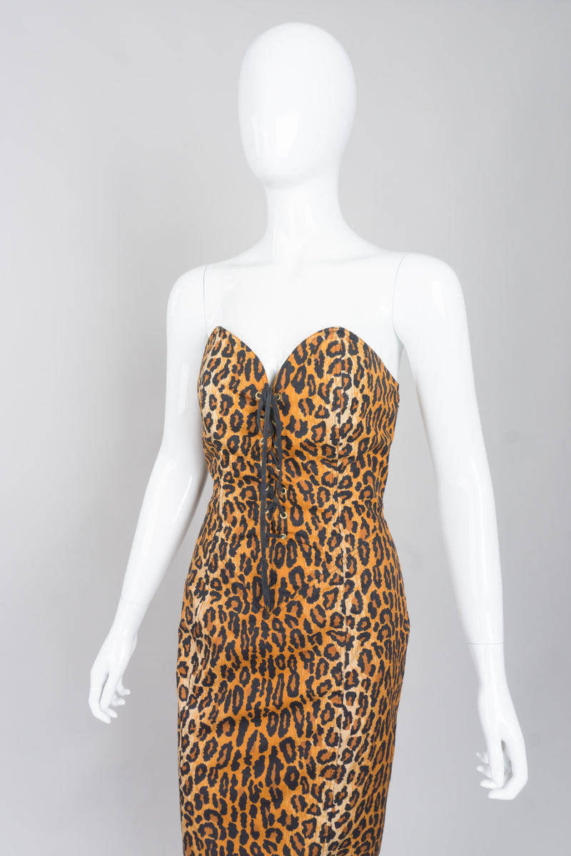 Patrick Kelly Rare Collectable Leopard Print Animal Bustier Dress