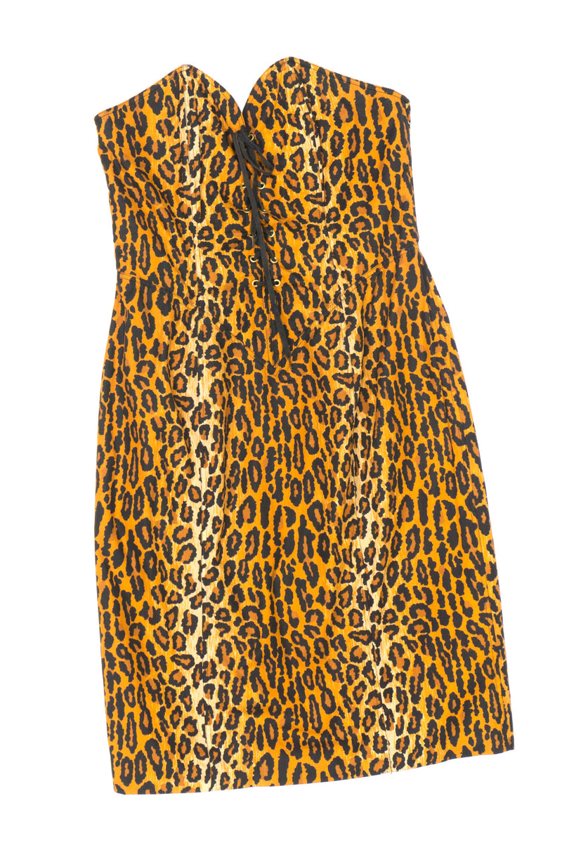 Patrick Kelly Rare Collectable Leopard Print Animal Bustier Dress