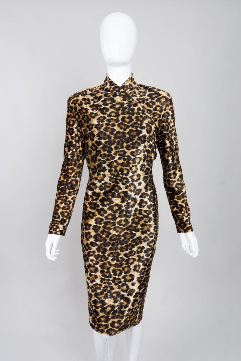 Patrick Kelly Rare Vintage Stretch Velvet Leopard Cocktail Dress