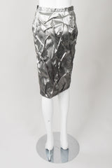 Metallic Pintuck Crinkle Skirt