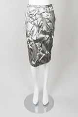 Metallic Pintuck Crinkle Skirt