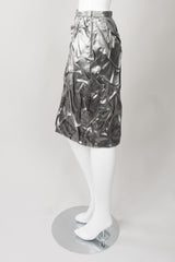 Metallic Pintuck Crinkle Skirt