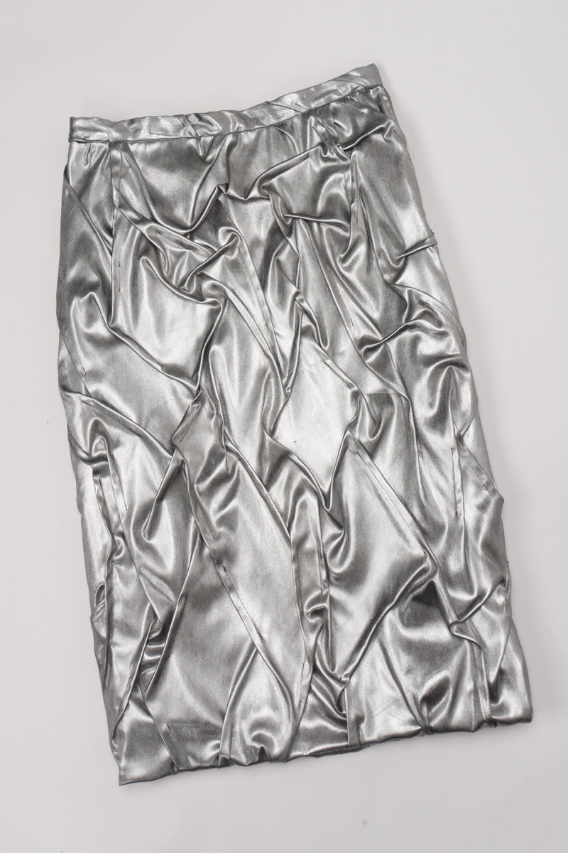 Metallic Pintuck Crinkle Skirt