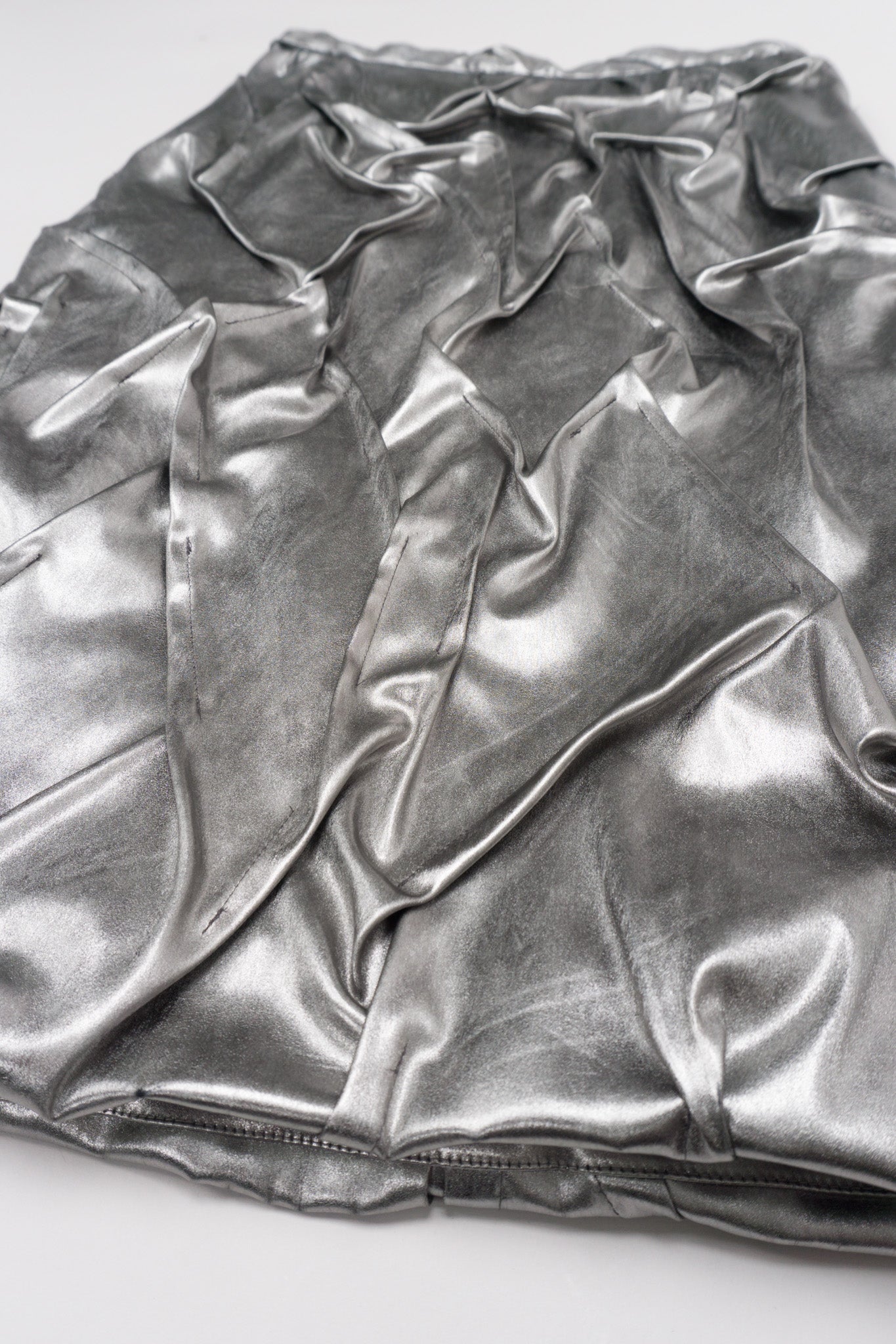 Metallic Pintuck Crinkle Skirt