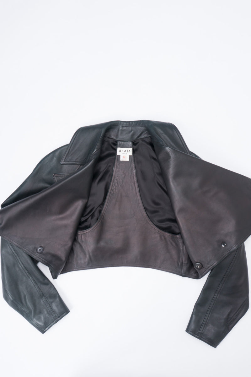 Alaïa Cropped Leather Biker Jacket