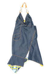 Christian Dior Spring 2000 Asymmetrical Denim Halter Dress