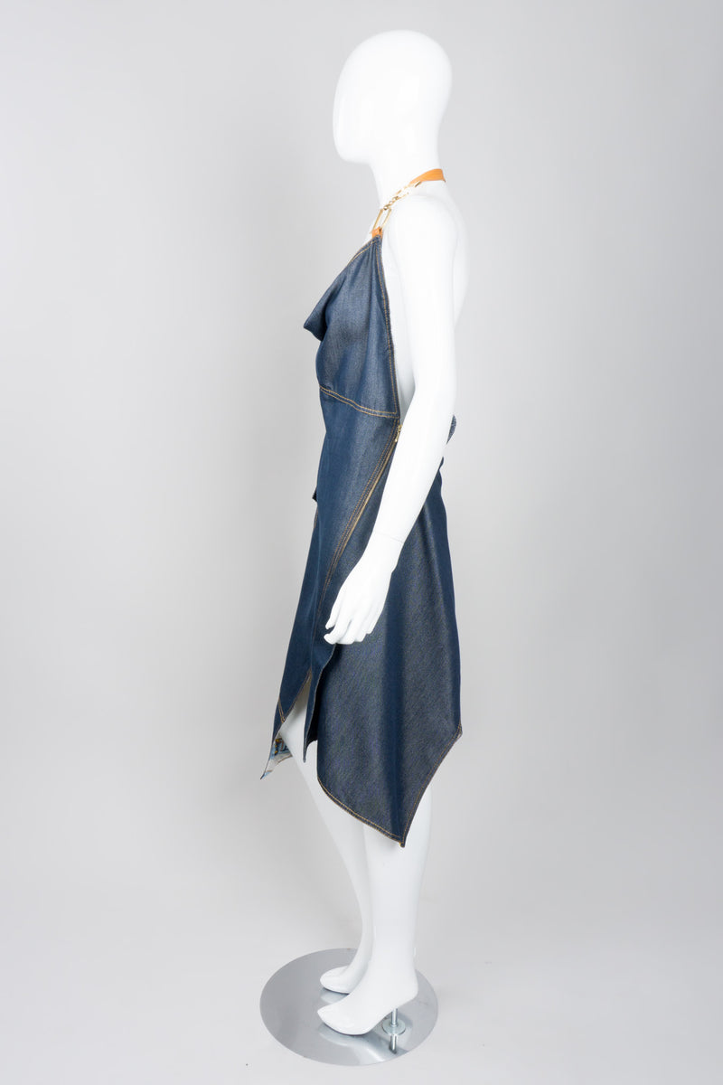 Christian Dior Spring 2000 Asymmetrical Denim Halter Dress