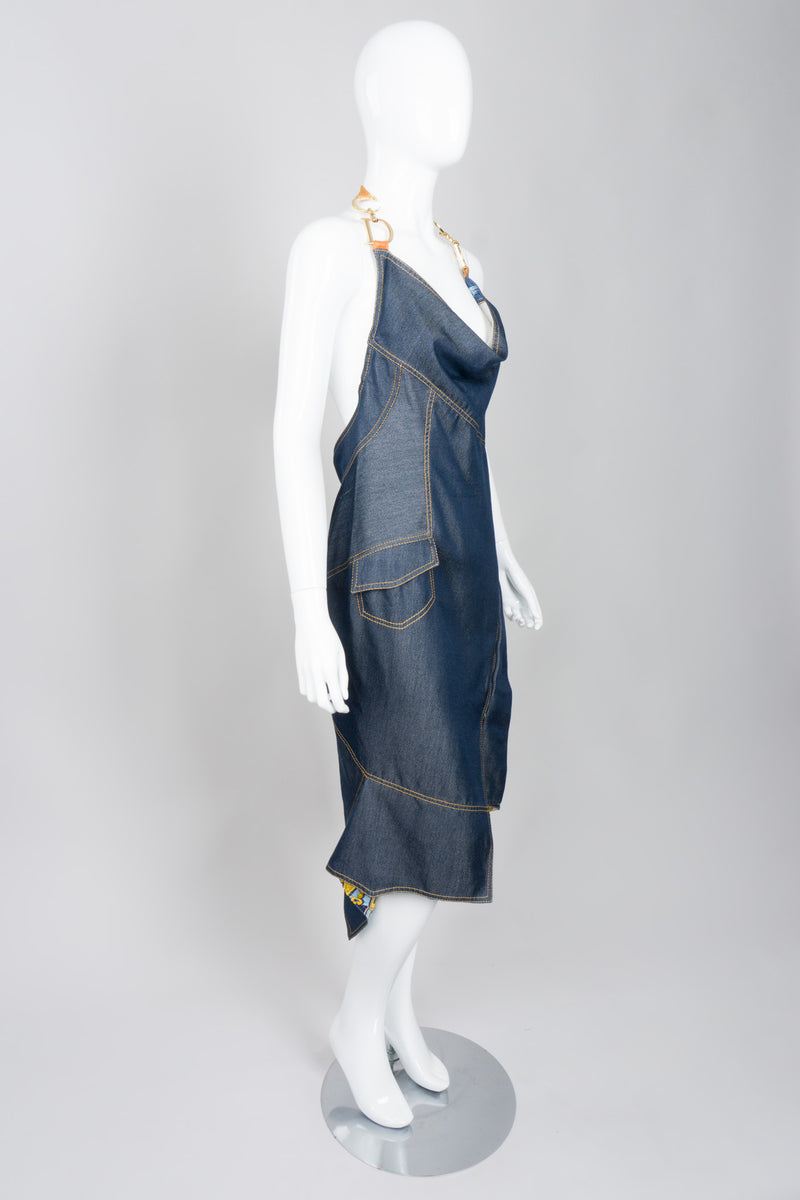 Christian Dior Spring 2000 Asymmetrical Denim Halter Dress