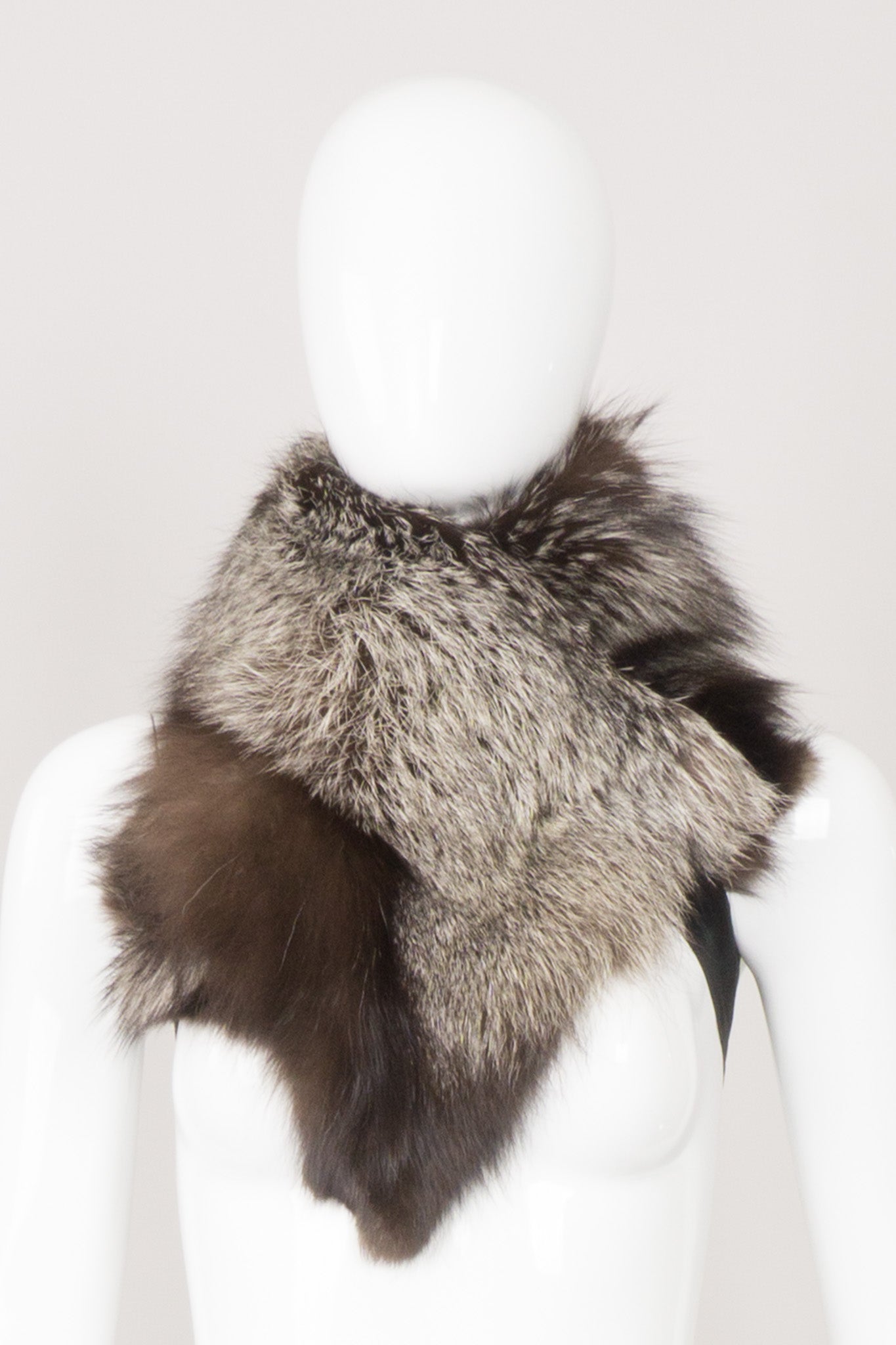 Vintage Fur Ribbon-Tie Shawl