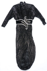 Bob Mackie Silver Glitter Velvet Lamé Harem Hem Dress