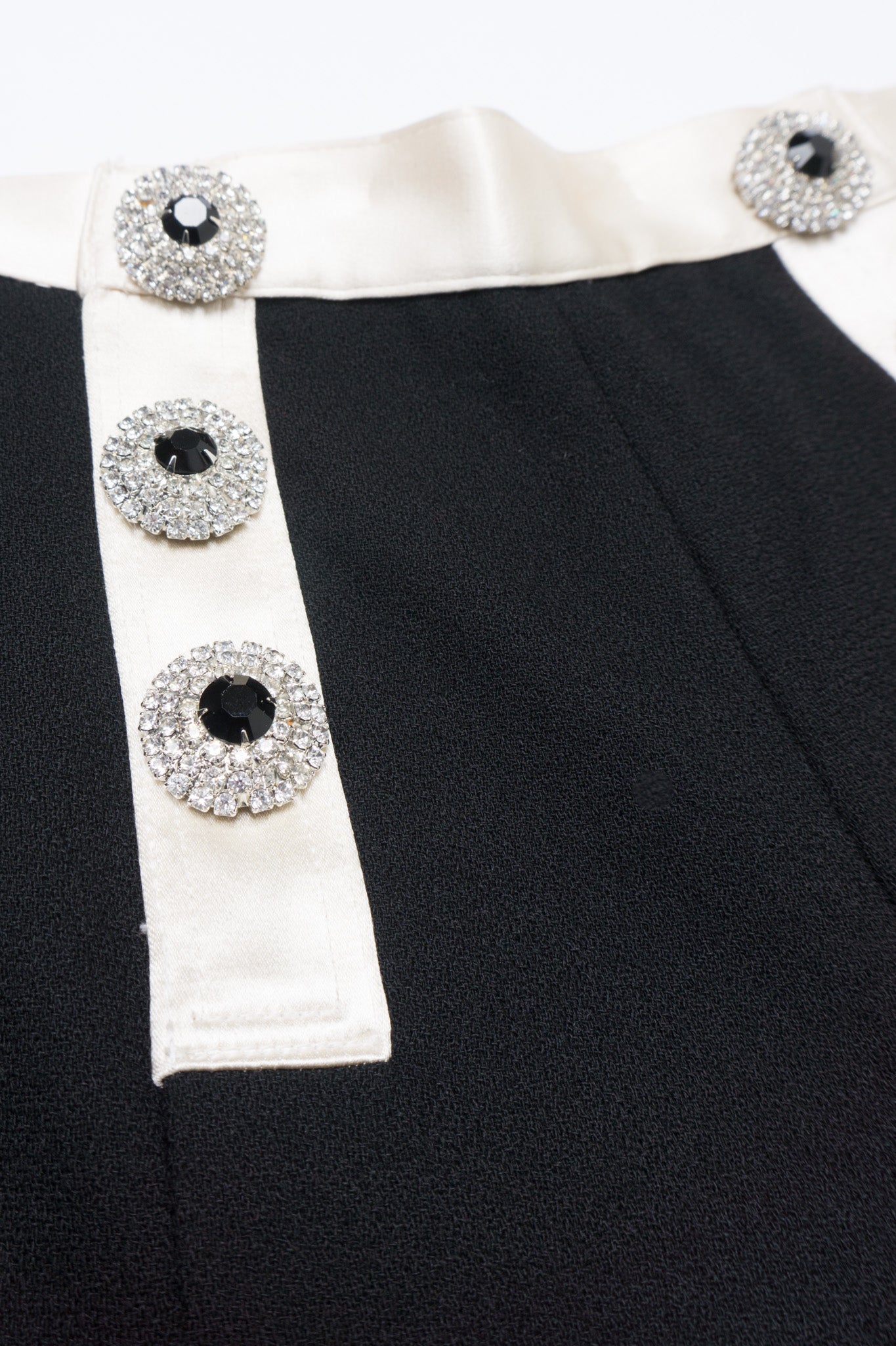 Adolfo Rhinestone Button Wide Leg Tuxedo Pant