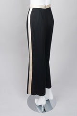 Adolfo Rhinestone Button Wide Leg Tuxedo Pant