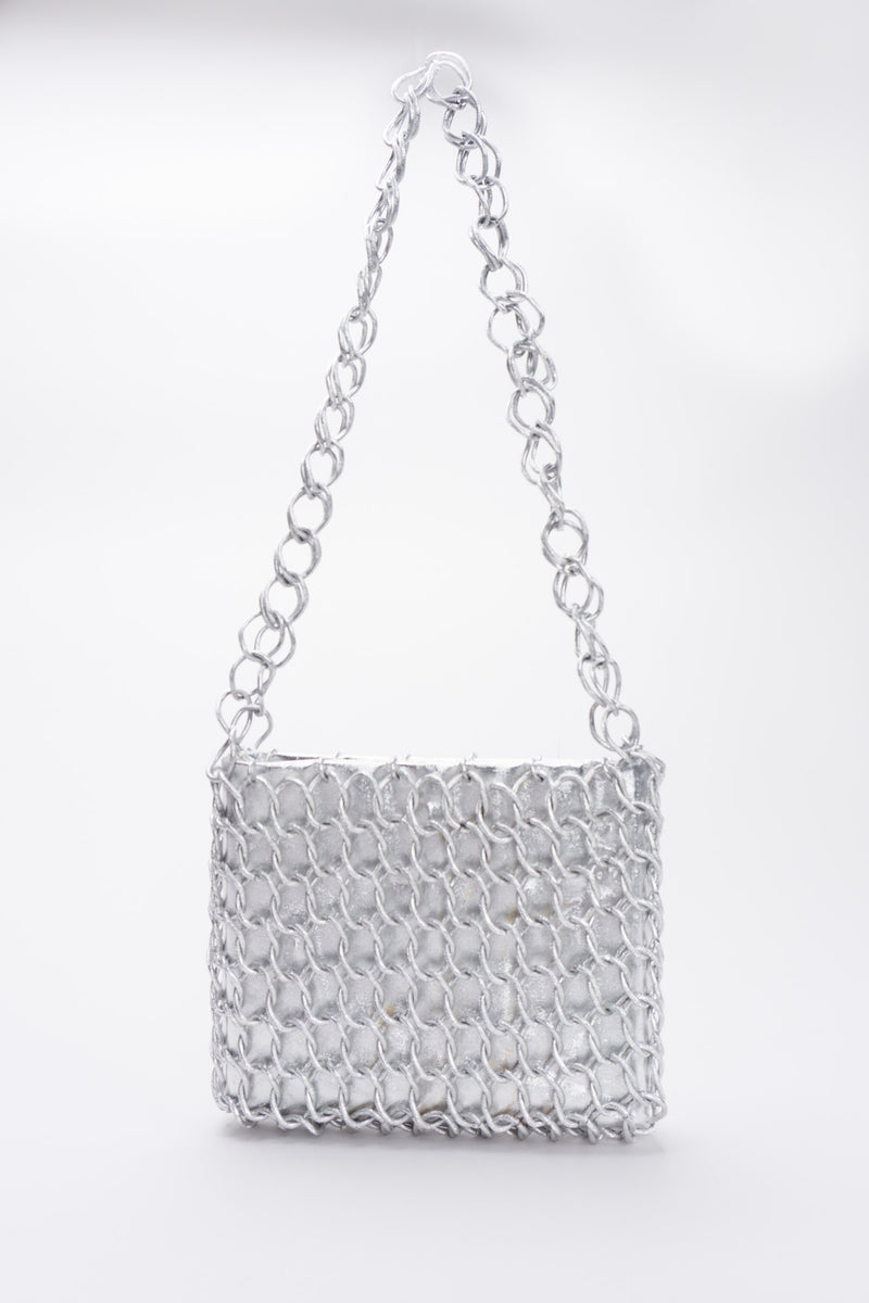 Walborg Silver Metal Link Bag Inspired by Paco Rabanne