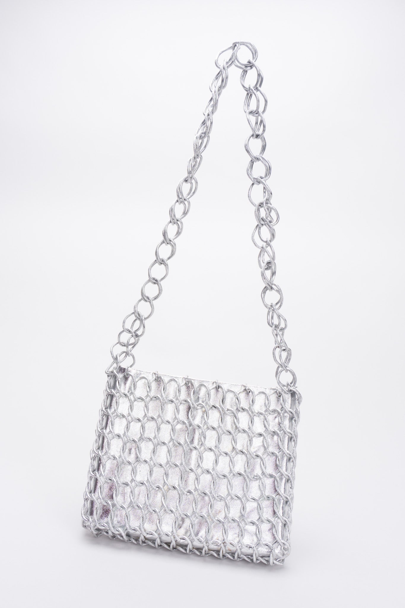 Walborg Silver Metal Link Bag Inspired by Paco Rabanne