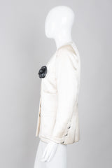 Adolfo Silk Satin Tuxedo Chanel Jacket Camellia