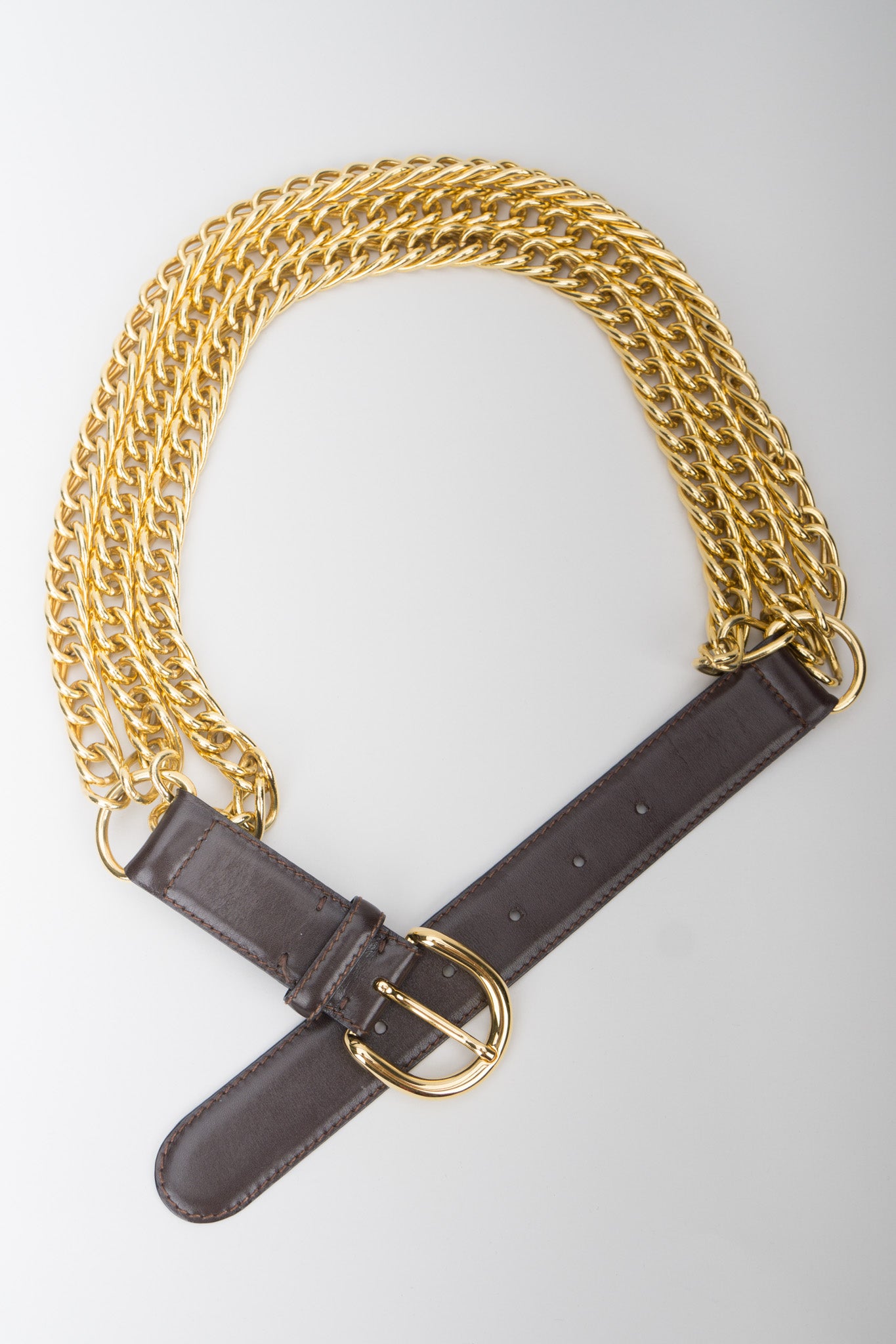 Gucci Triple Chain Leather Buckle Belt