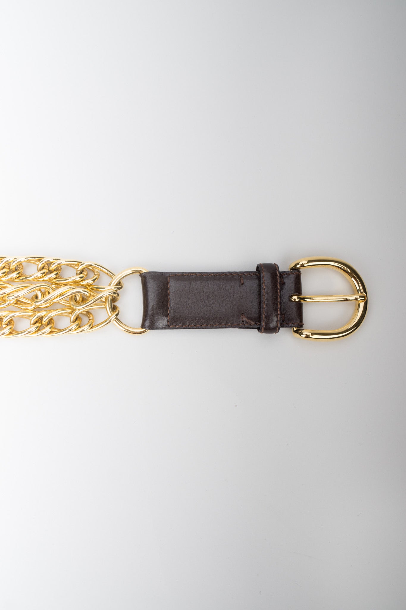 Gucci Triple Chain Leather Buckle Belt