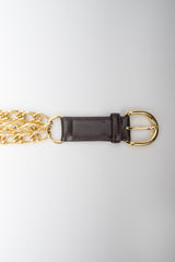 Gucci Triple Chain Leather Buckle Belt