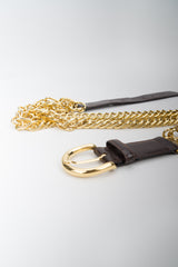 Gucci Triple Chain Leather Buckle Belt