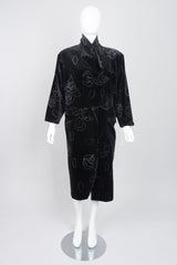 Gianni Versace Long Velvet Scribble Doodle Coat