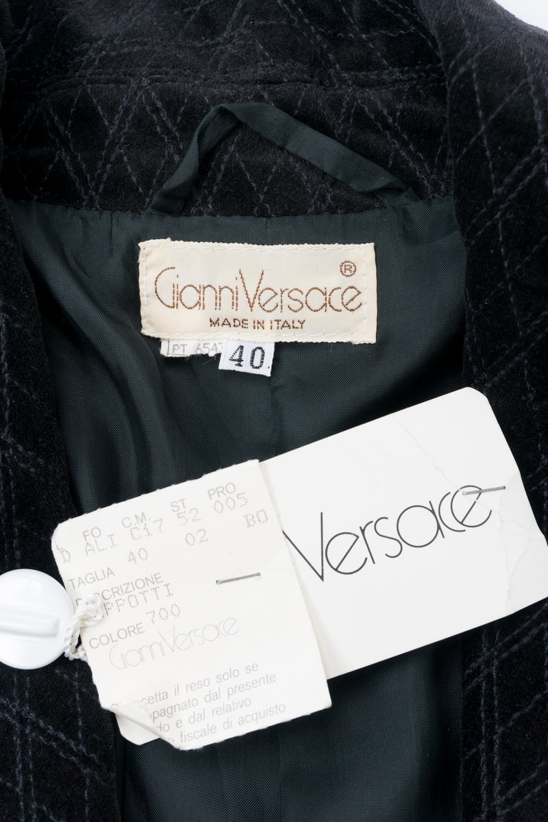 Gianni Versace Long Velvet Scribble Doodle Coat