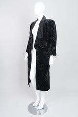 Gianni Versace Long Velvet Scribble Doodle Coat