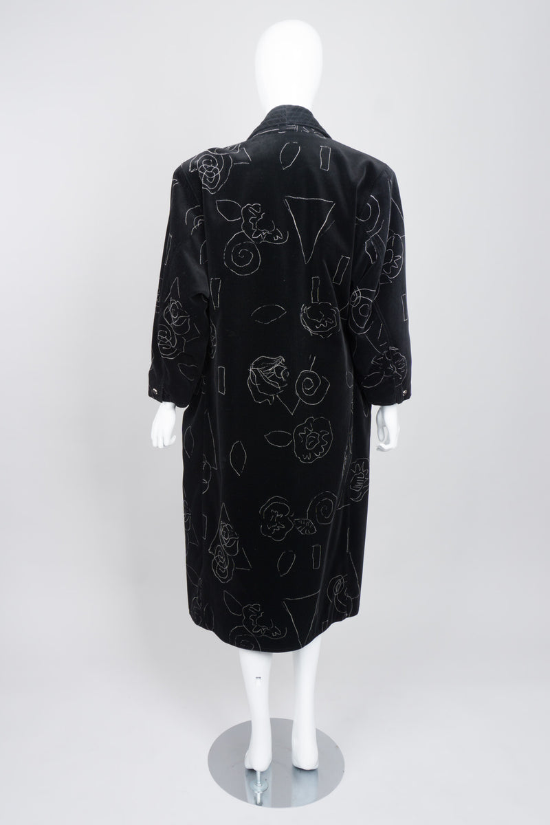 Gianni Versace Long Velvet Scribble Doodle Coat