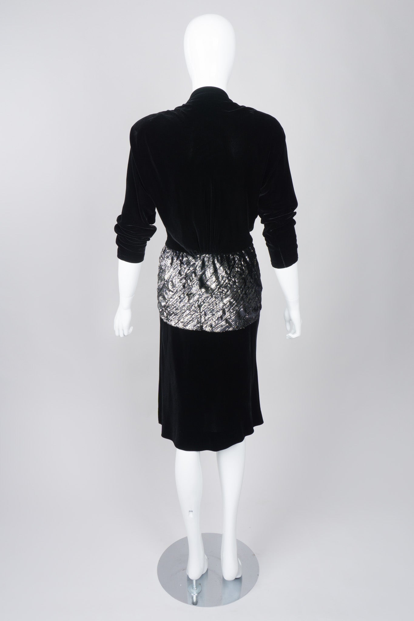 Jackie Rogers Velvet Lamé Peplum Dress