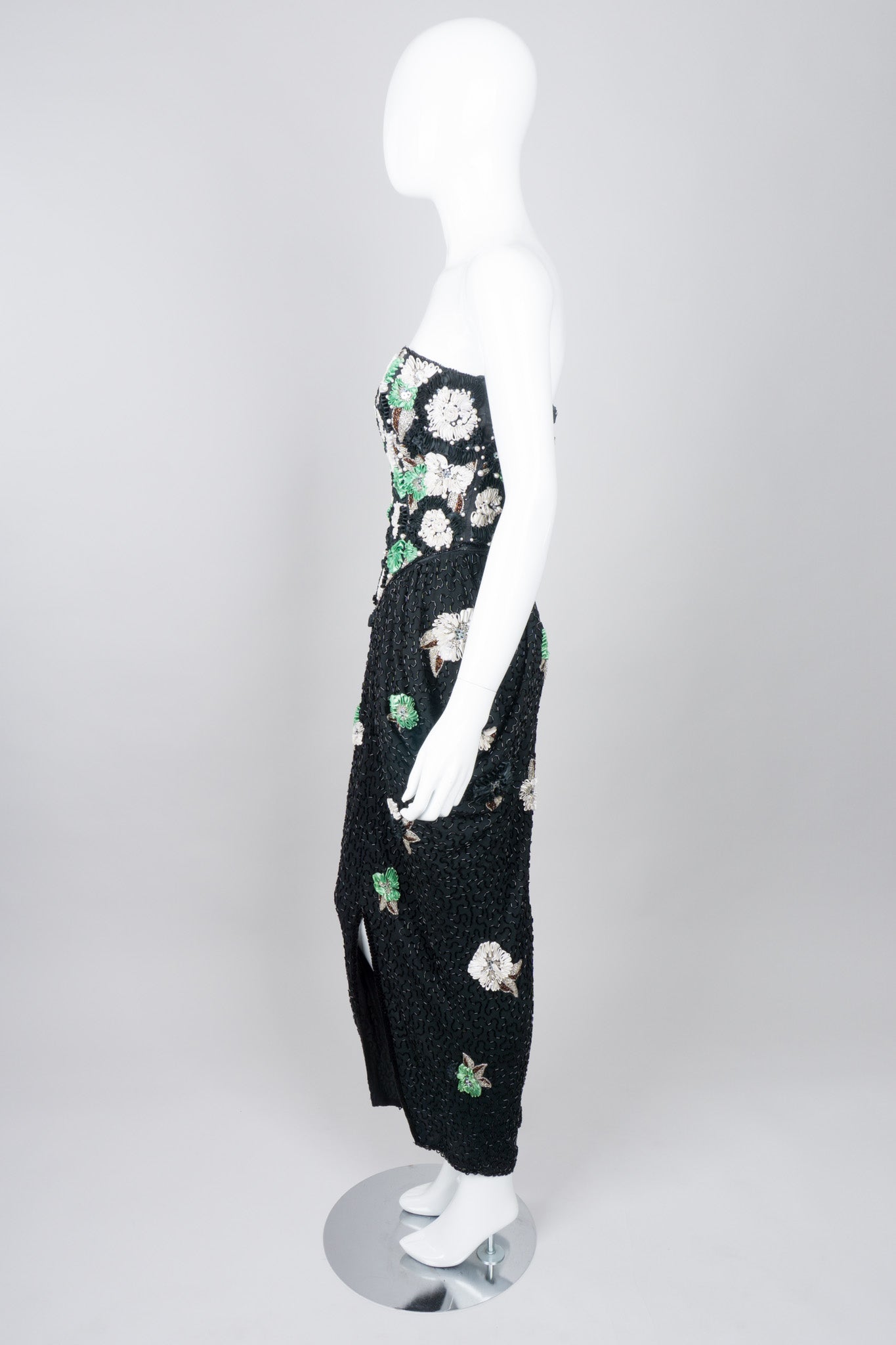 Naeem Khan Riazee Beaded Ribbon Flower Harem Dress