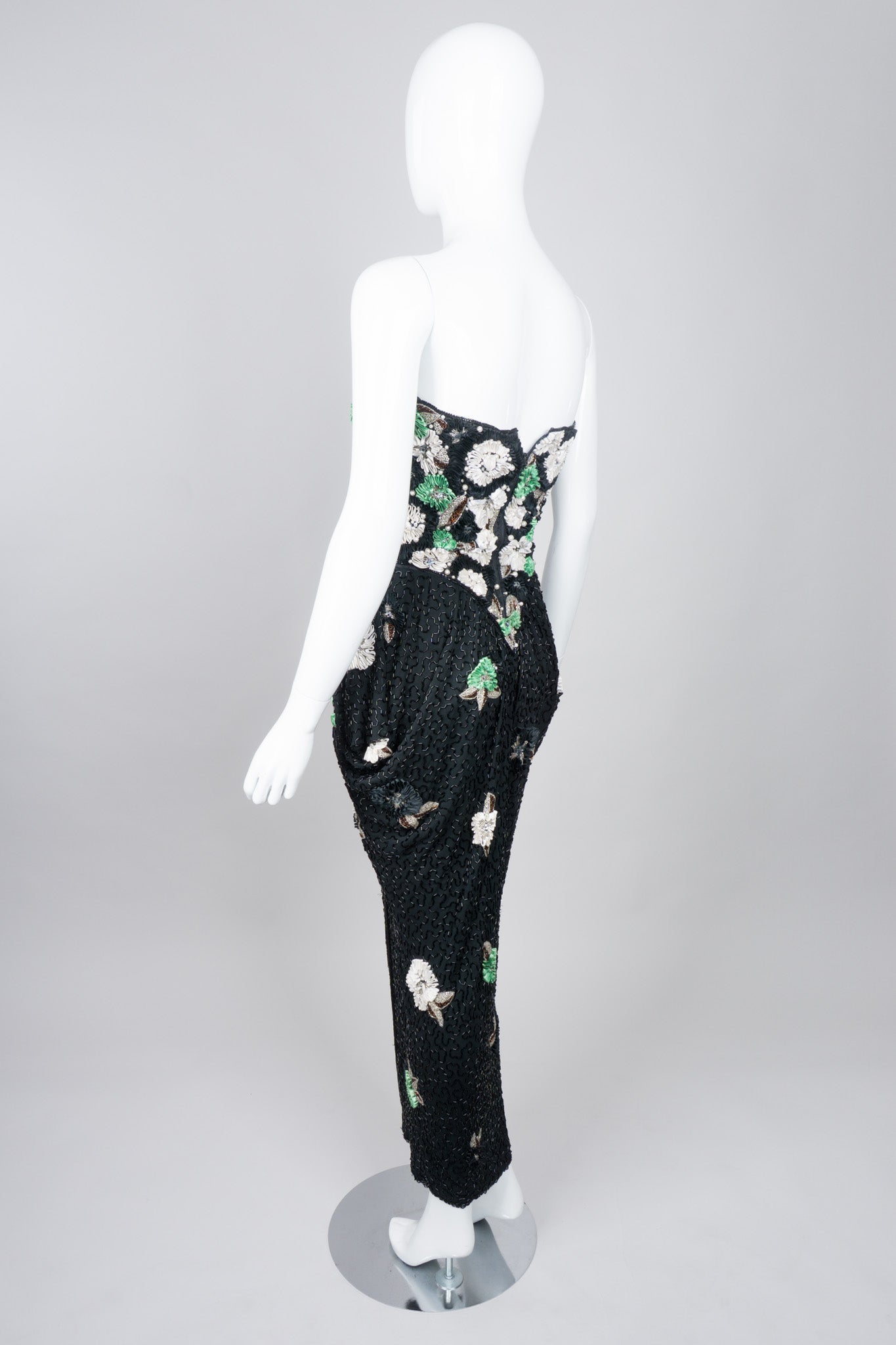 Naeem Khan Riazee Beaded Ribbon Flower Harem Dress