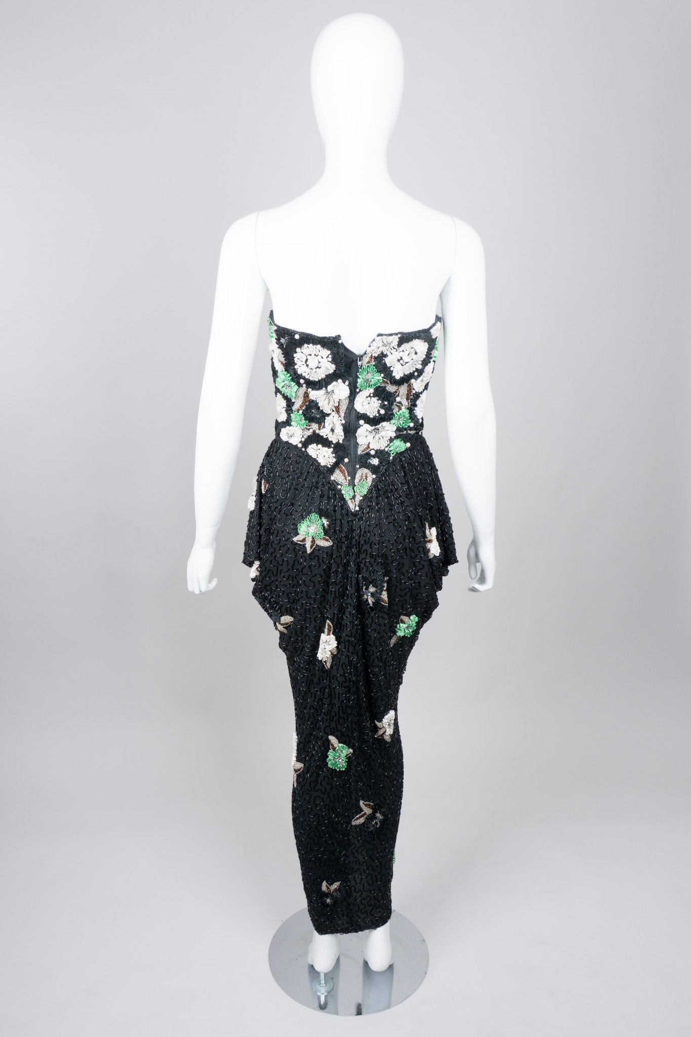 Naeem Khan Riazee Beaded Ribbon Flower Harem Dress