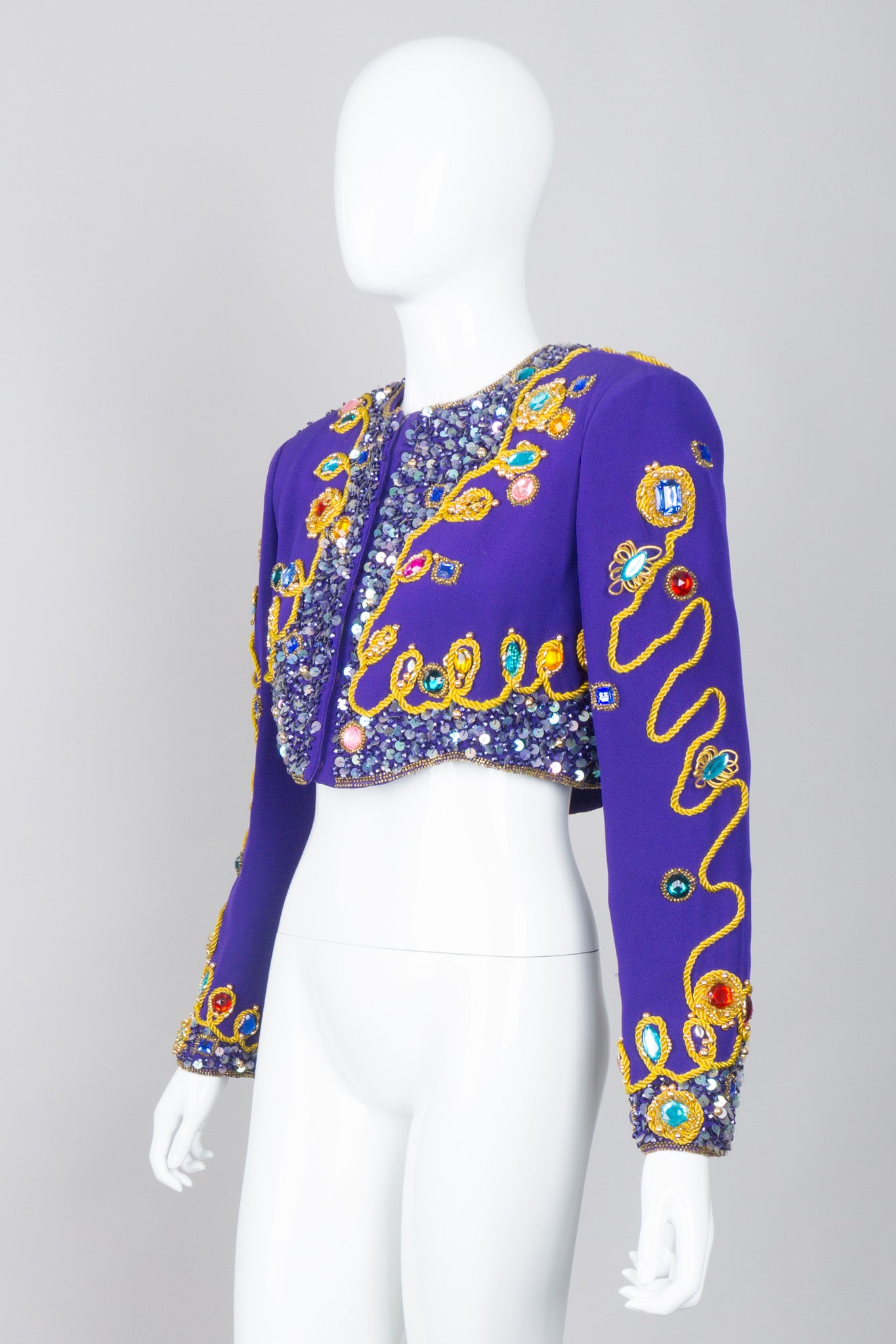 Victoria Royal Embellished Sequin Beaded Crop Matador Jacket