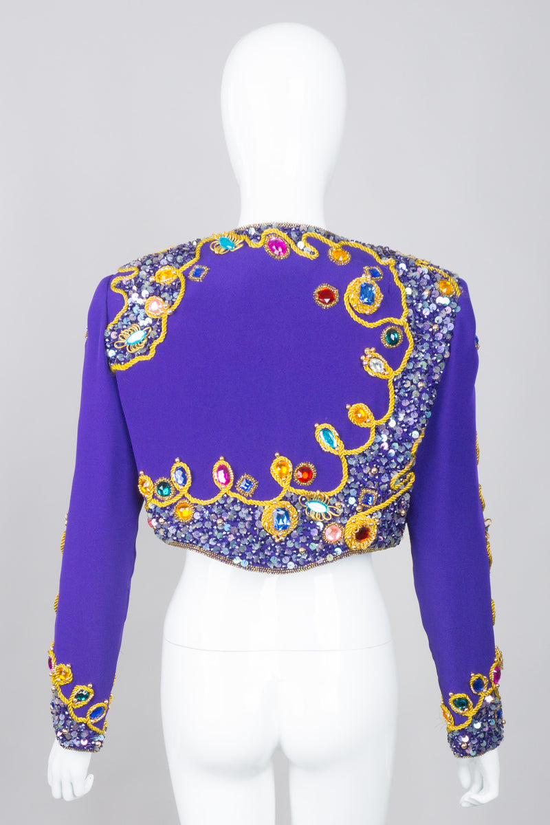 Victoria Royal Embellished Sequin Beaded Crop Matador Jacket