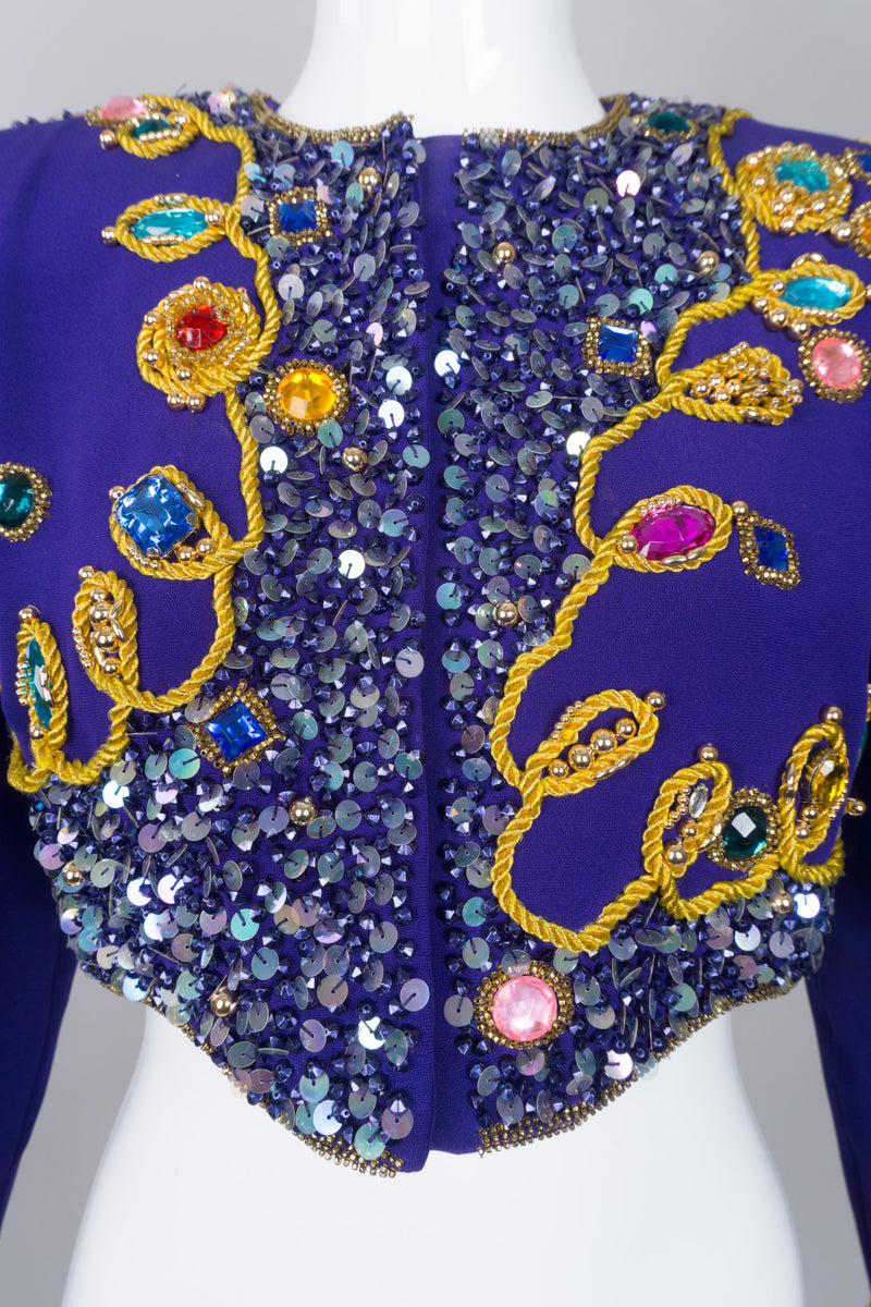 Victoria Royal Embellished Sequin Beaded Crop Matador Jacket