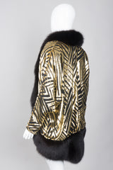 Ruben Panis Velvet Lamé Fur Trim Cocoon Jacket