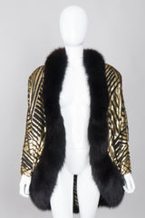 Ruben Panis Velvet Lamé Fur Trim Cocoon Jacket